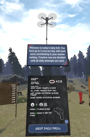 Ace VR daily drill challenge with leaderboard and progress tracking.