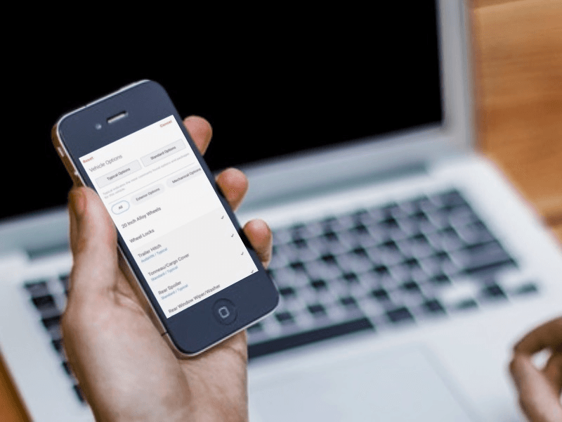 Autosource mobile product screen.