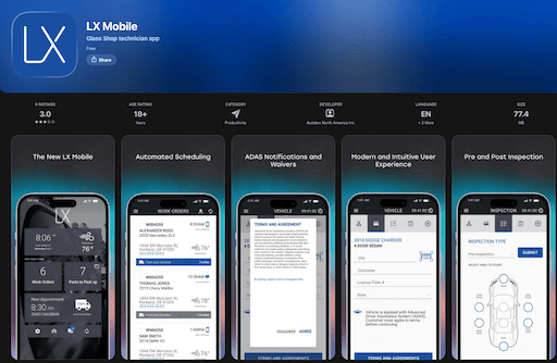Glass technician routing and scheduling app interface.