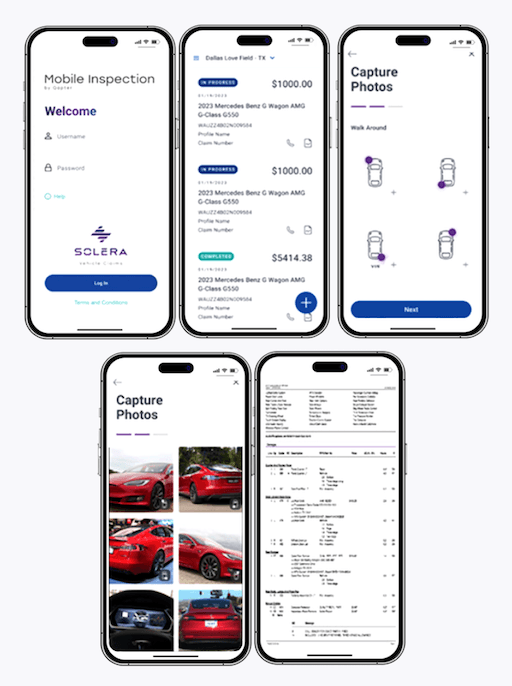Rental fleet inspection app interface.